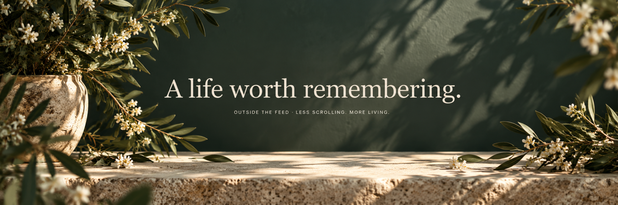 A life worth remembering. OUTSIDE THE FEED — Less scrolling. More living.